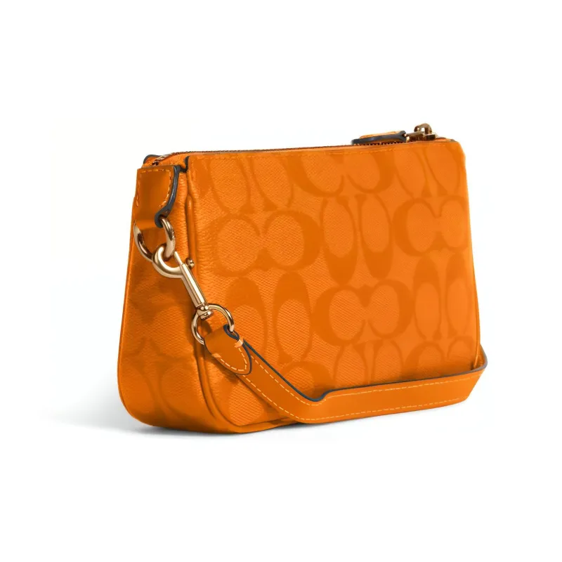 COACH Nolita PVC Mahjong Bag Shoulder Bag Wrist Bag Clutch Small Size Women's Light Orange Monogram-1