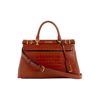 GUESS Crocodile Embossed Artificial Leather Shoulder Bag Crossbody Bag Handbag Women's Brandy