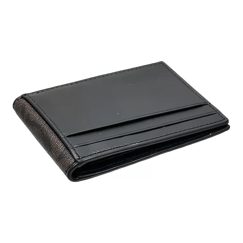 COACH Billfold Wallet Coated Canvas With Leather Card Slot Document Set Coin Purse Wallet Regular Unisex Coffee-3