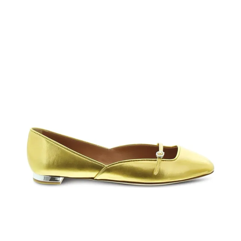 AQUAZZURA Crystal-buckle Leather Ballerina Shoes-1