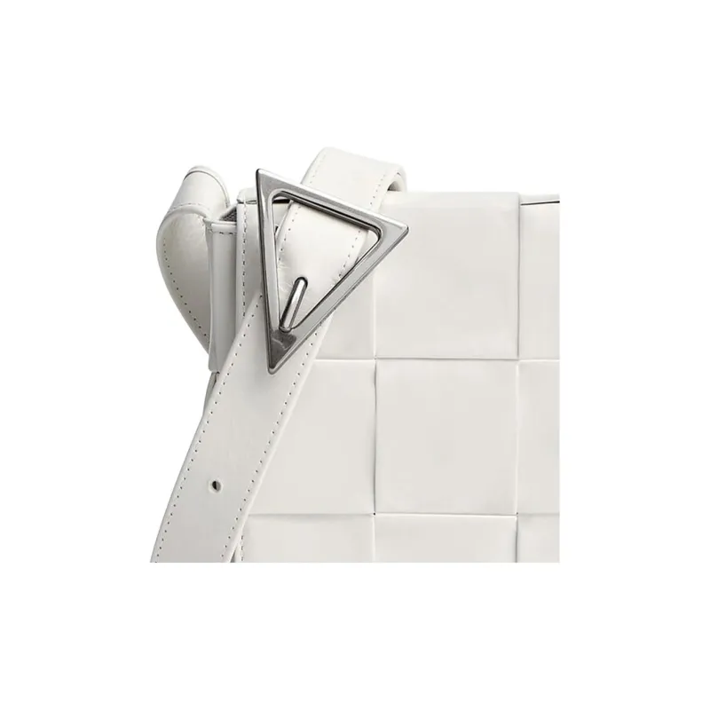 Bottega Veneta CASSETTE Cow Leather Tofu Bag Shoulder Bag Crossbody Bag Clutches Medium Size Unisex White-4