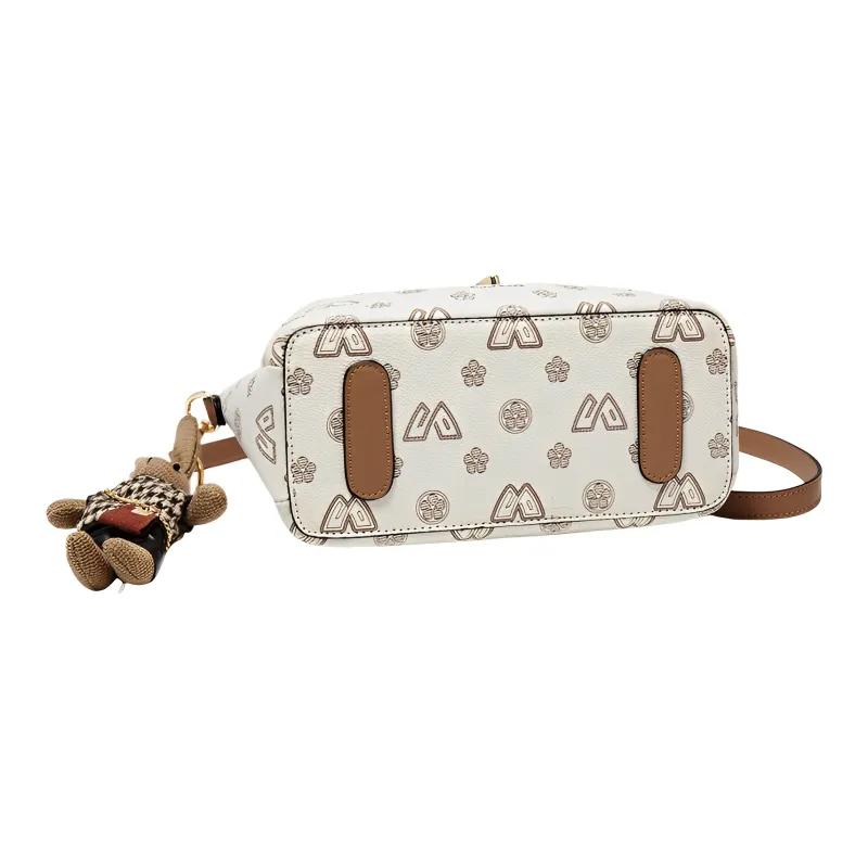 Safiya PVC Bucket Bag Tote Bag Crossbody Bag Shoulder Bag Medium Size Women's Coffee/White-5