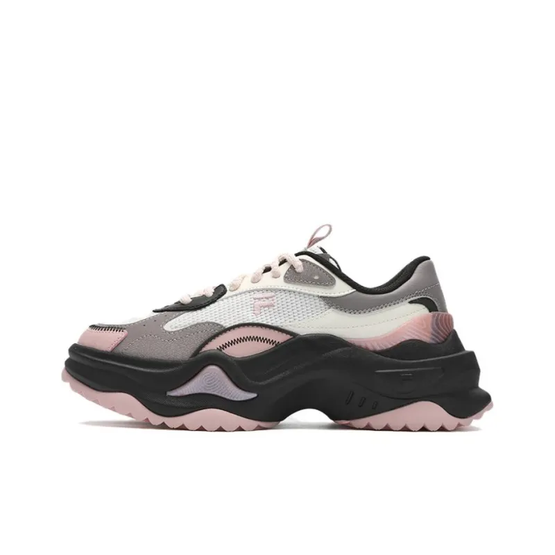FILA FUSION BIANCO II Cushioned Wear Resistant Lightweight Low Top Chunky Sneakers Women's Zinc Gray-0