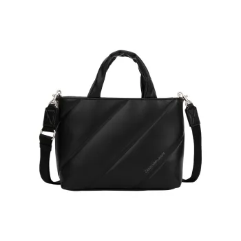 CALVIN KLEIN Synthetic Material Detachable Shoulder Strap Handbag Tote Bag Medium Size Women's Space Black