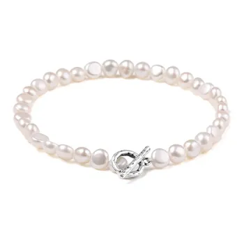 SUSOOK S925 Silver Freshwater Pearl Beaded Bracelet Unisex