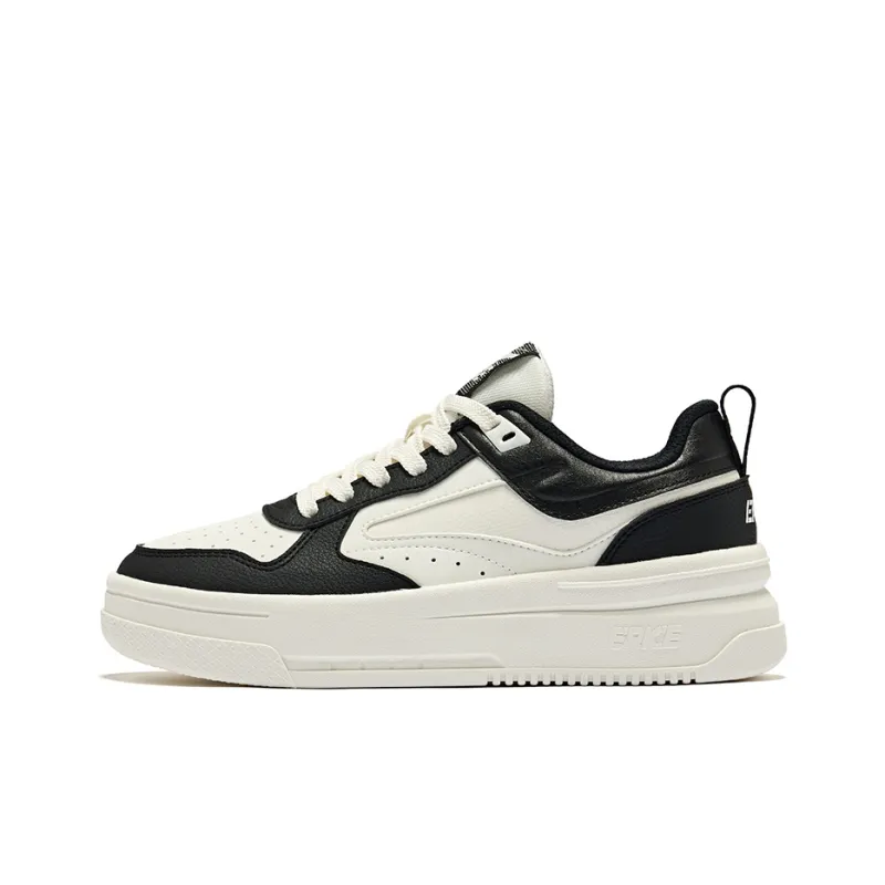 Erke Cool Play 2.0 Anti Slip Wear Resistant Low Top Skateboard Shoes Women's White Black-0