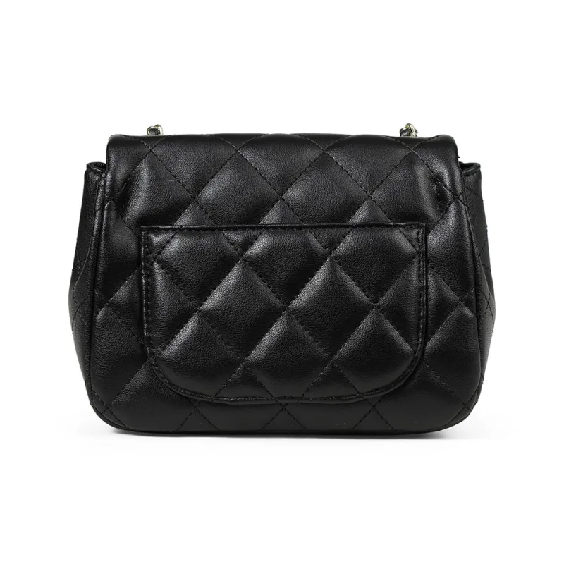 L'ALPINA Cow Leather Diamond Pattern Small Square Bag Shoulder Bag Regular Medium Size Women's Elegant Black-7