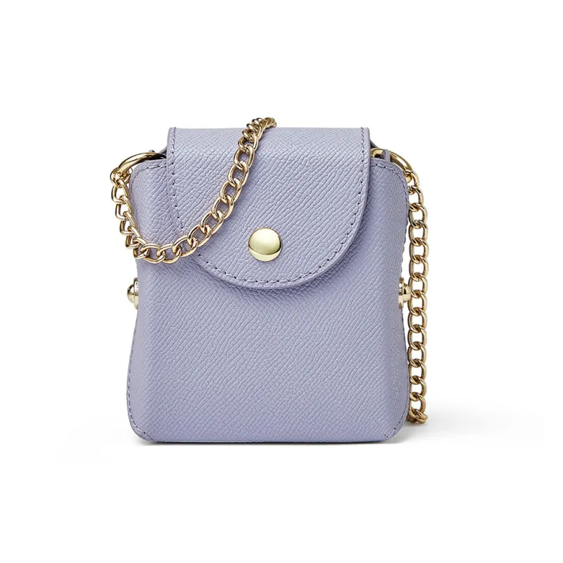 ROBERTA DI CAMERINO Cow Leather Lipstick Bag, Chain Bag, Shoulder Bag, Crossbody Bag Mini Women's Green/Purple-5