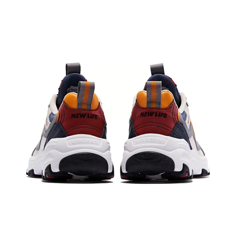 QIAODAN Shock Absorbers With Slip Resistant And Abrasion Resistant Properties Low Top Chunky Sneakers Men's Blue White-4
