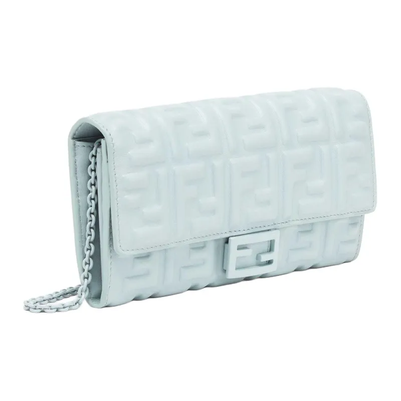 FENDI Baguette Leather Shoulder Bag, Crossbody Bag, Wallet Women's Light Blue-1