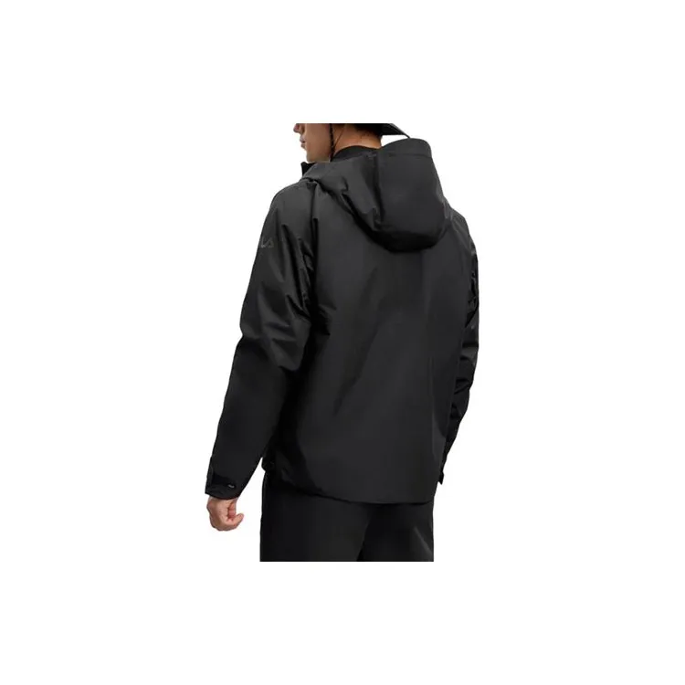 FILA Outdoor Hiking Waterproof, Windproof, And Breathable Windbreaker Jacket Men's Pitch Black-1