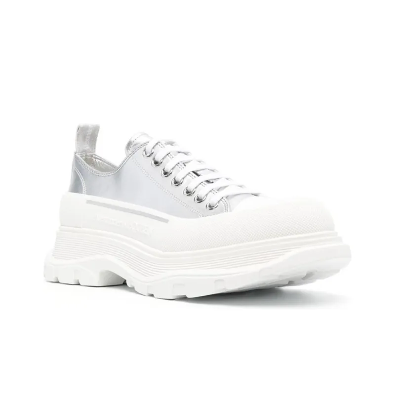 Alexander McQueen Low Top Platform Shoes Men's Silver-2