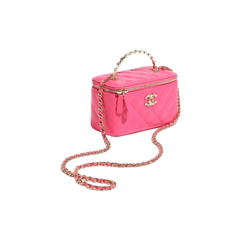 CHANEL Lambskin Shoulder Bag, Crossbody Bag, Handbag Women's Fuchsia-1