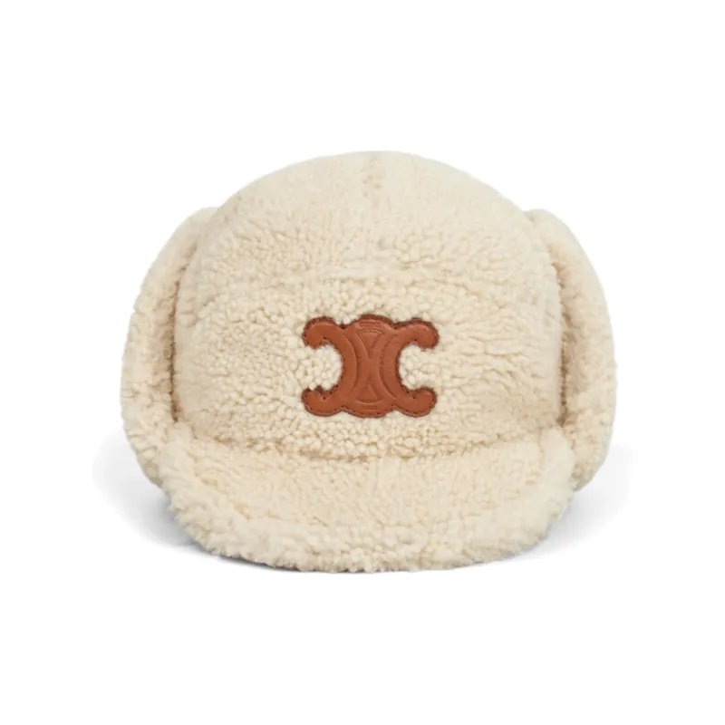 CELINE Triomphe Shapka In Shearling-0