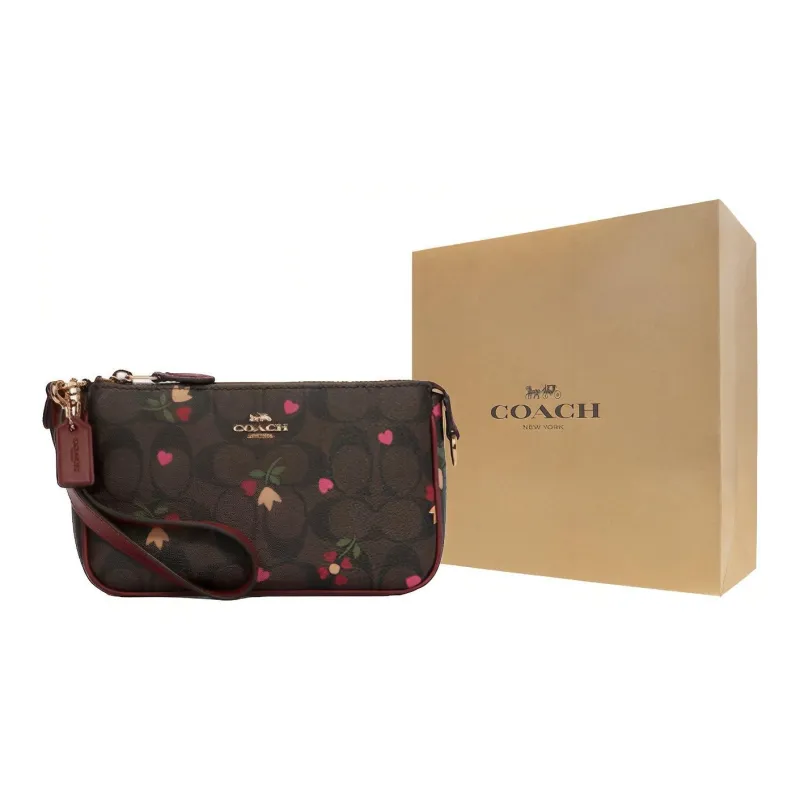 COACH Nolita Leather Shoulder Bag, Pochette, Clutch Trumpets Women's Brown/Burgundy Multicolor-4