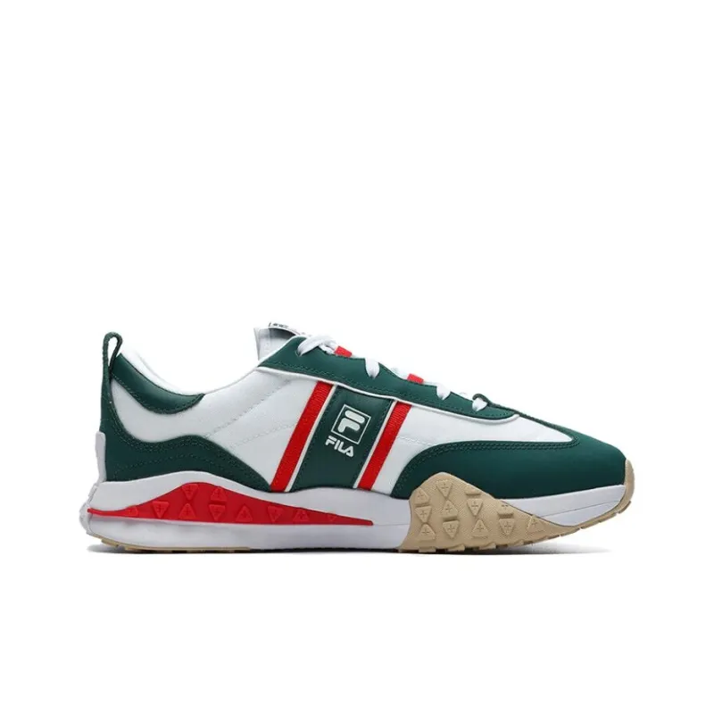 FILA Brick Cushioning Anti Slip And Wear Resistant Support Lightweight Rebound Low Top Casual Shoes Men's White Green-1