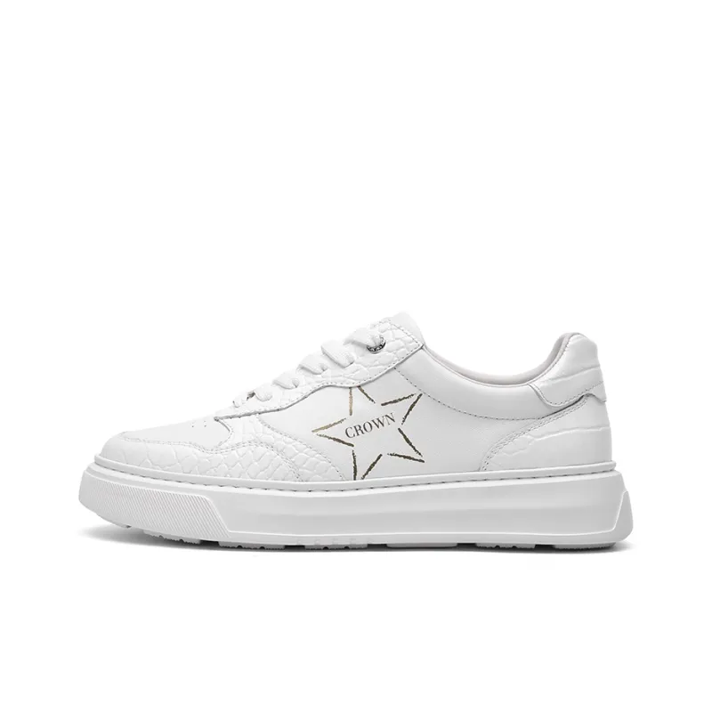 CROWN Skateboard Shoes Men's White One Yard Larger-0