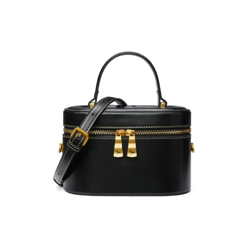 RED DRAGONFLY Cow Leather Patchwork With Microfiber Synthetic Leather Handbag Small Size Women's Black