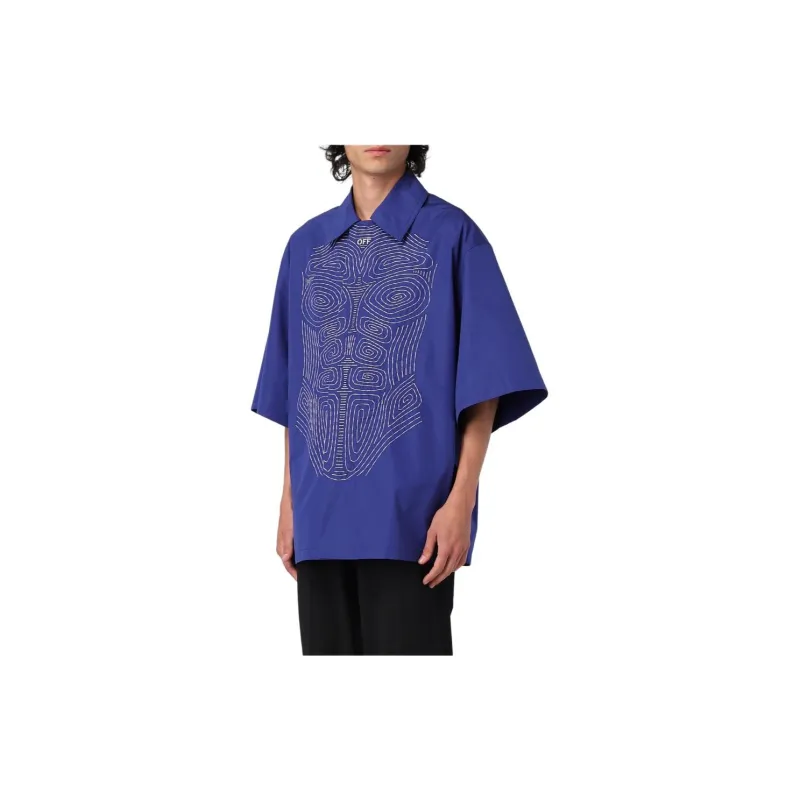 OFF WHITE Shirt Regular Men's Blue-3