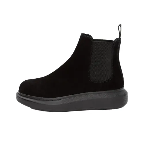 Alexander McQueen Hybrid Chelsea Boot Black Suede Women's