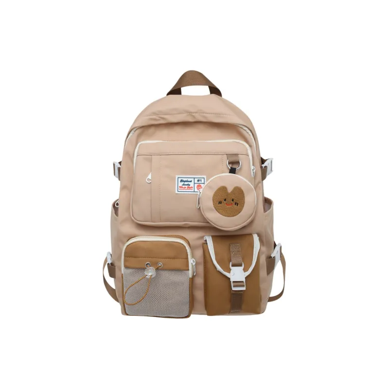 UNITE STAR Nylon Laptop Bag Backpack Regular Women's Black/Khaki/Ecru-3