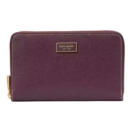Kate Spade Katy Textured Leather Wallet Medium Size Women's Deep Cherry