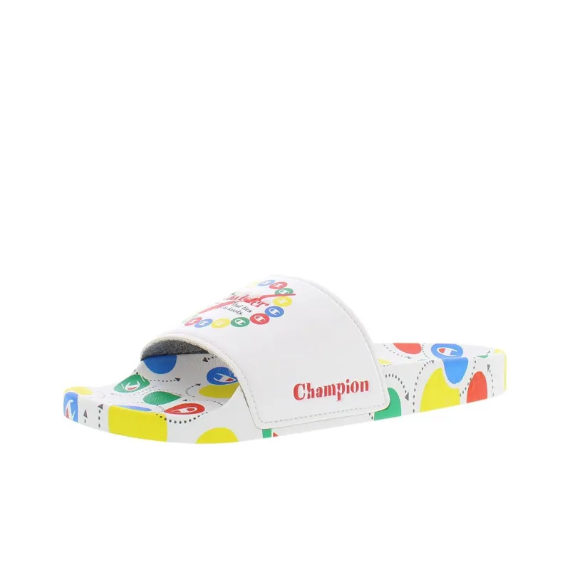 Champion Ipo Twister Aop Slide Slippers Men's White Yellow-2