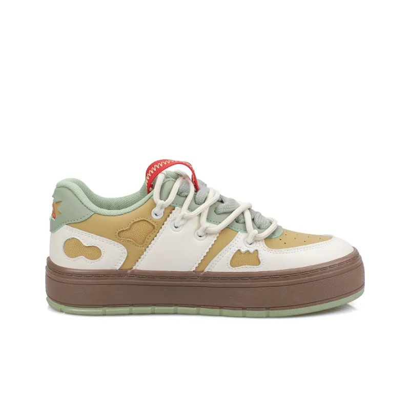 B10CROWN Cushioning Wear Resistant Low Top Skateboard Shoes Women's Latte-1