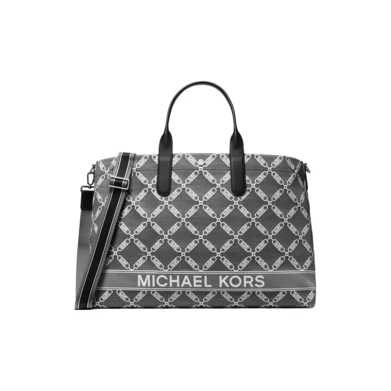 MICHAEL KORS Fabric Tote Bag Shopping Bag Handbag Shoulder Bag Crossbody Bag Men's Black & White-0