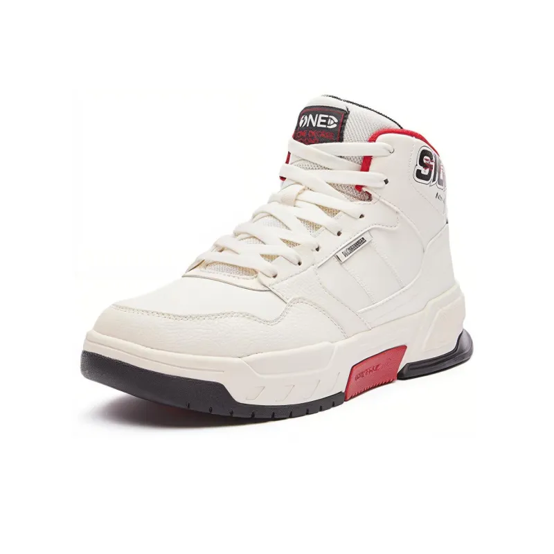 361° Qichen Warm Anti Slip And Wear Resistant High Top Skateboard Shoes Men's Feather White-2