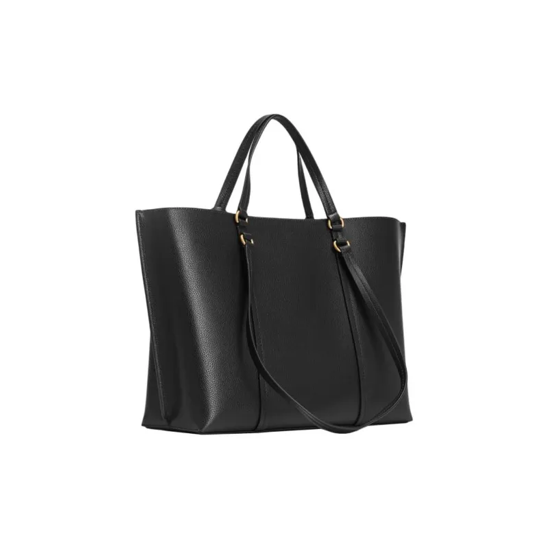 PINKO Cow Leather Tote Bag Shopping Bag One Shoulder Handbag Large Size Women's Black-1