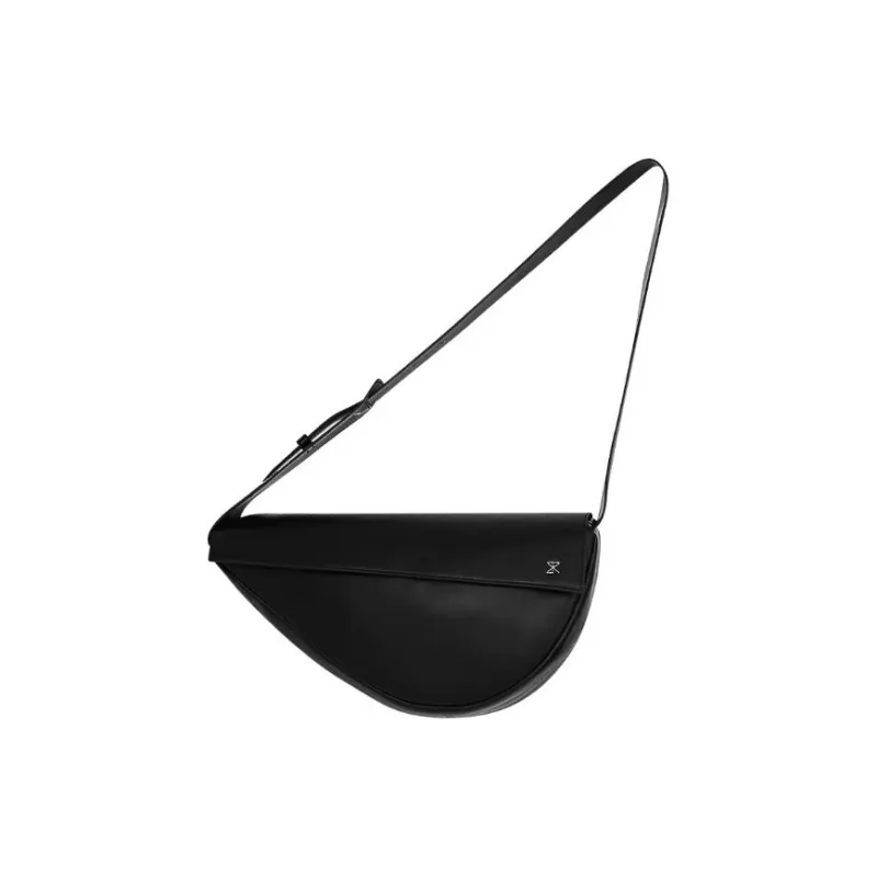 STAR TOWN Cow Leather Portable Crossbody Bag, Shoulder Bag Medium Size Unisex Classic Black-1