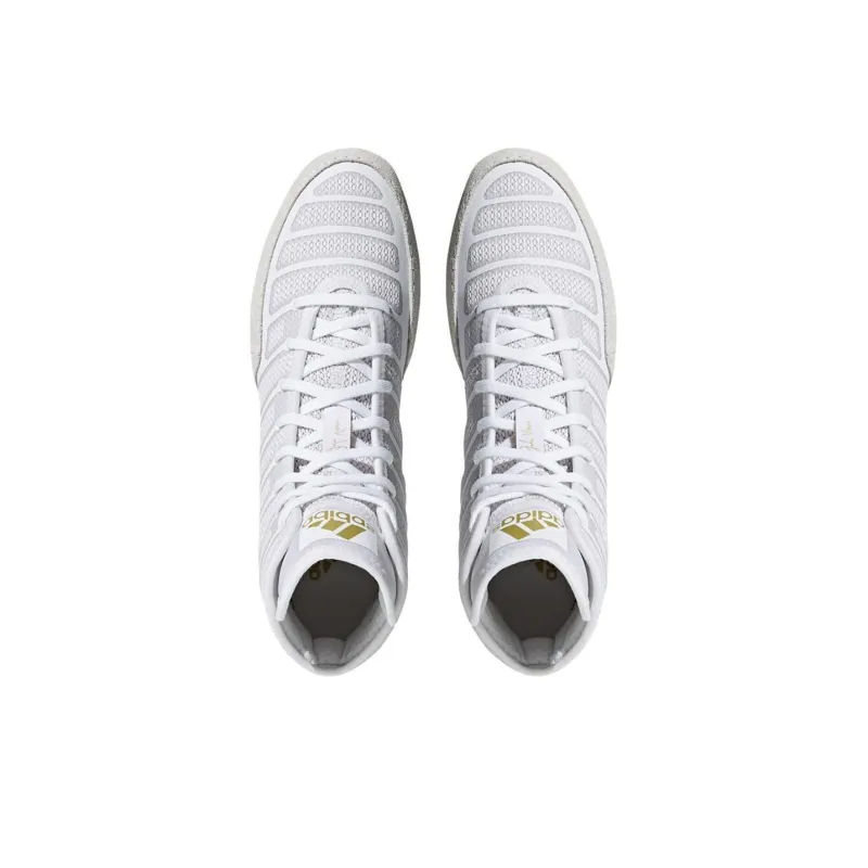 Adidas Adizero Varner Cushioning Wear-Resistant High-Top Training Shoes Men's White Gold-2
