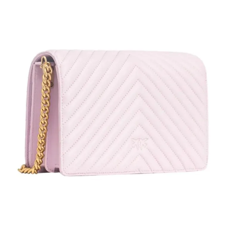 PINKO Click Series Quilting Nappa Leather Crossbody Bag, Shoulder Bag Women's Lilac-2
