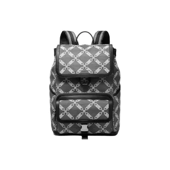 MICHAEL KORS Hudson Fabric With Split Cow Leather Backpack Men's Black & White