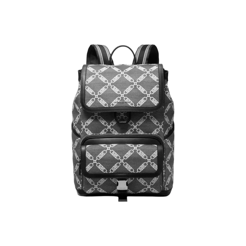 MICHAEL KORS Hudson Fabric With Split Cow Leather Backpack Men's Black & White-0
