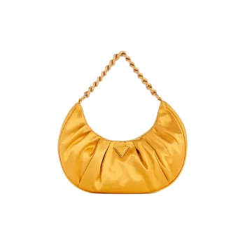 GUESS Pleated Satin Handbag Shoulder Bag Women's Yellow