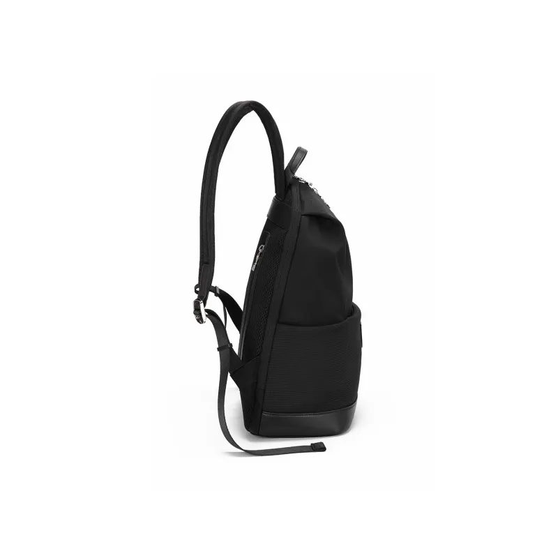 ROBERTA DI CAMERINO Fabric With Synthetic Leather Large Capacity Commute Backpack For Men Large Size Men's Black-2