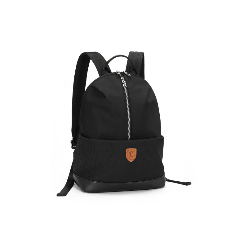 ROBERTA DI CAMERINO Fabric With Synthetic Leather Large Capacity Commute Backpack For Men Large Size Men's Black-1