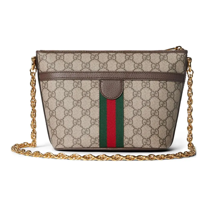 GUCCI Ophidia Canvas With Leather Canvas Bag Crossbody Bag Shoulder Bag Mini Women's Beige & Ebony-4