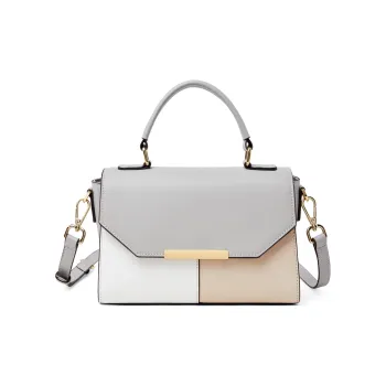 L'ALPINA Cow Leather Handbags Shoulder Bag Crossbody Bag Regular Women's Gray & Apricot White