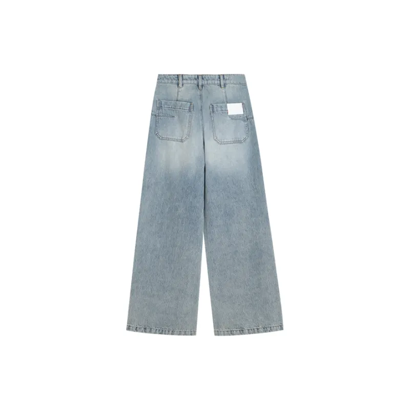 AMAZING SONG Jeans Women's Washed Blue - POIZON