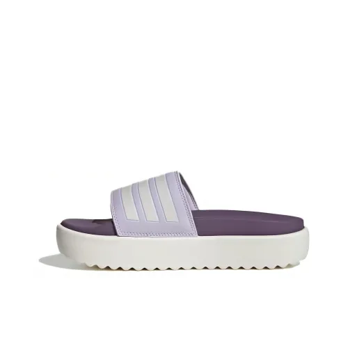 Adidas Adilette Platform Slides Silver Dawn Zero Metalic Shadow Violet Women's