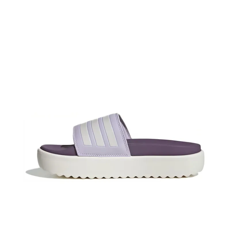 Adidas Adilette Platform Slides Silver Dawn Zero Metalic Shadow Violet Women's-0