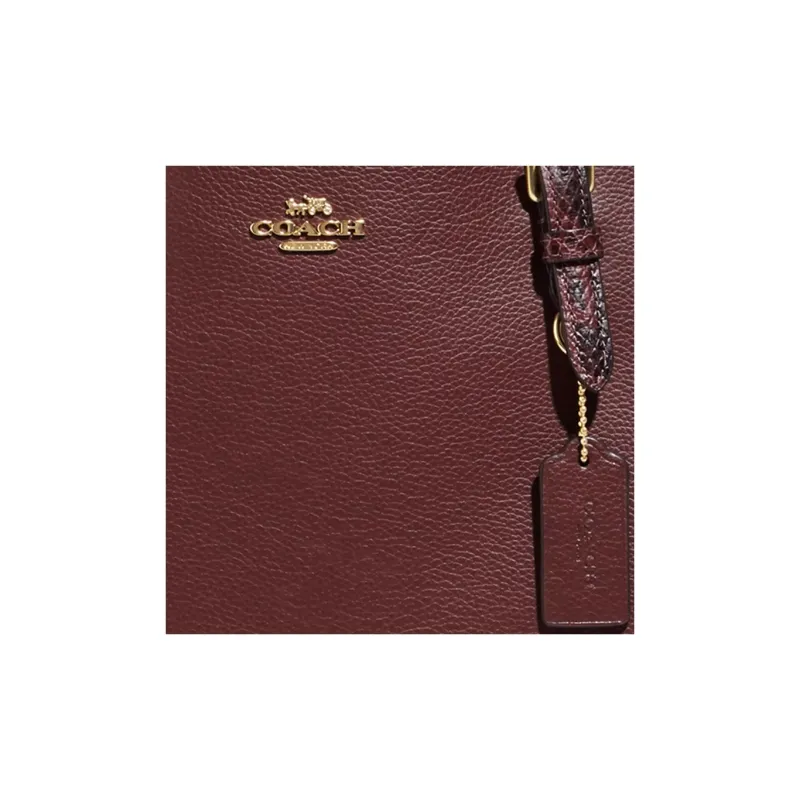 COACH Mollie Cow Leather Tote Bag, Shopping Bag, Shoulder Bag, Handbag Large Size Women's Burgundy-3
