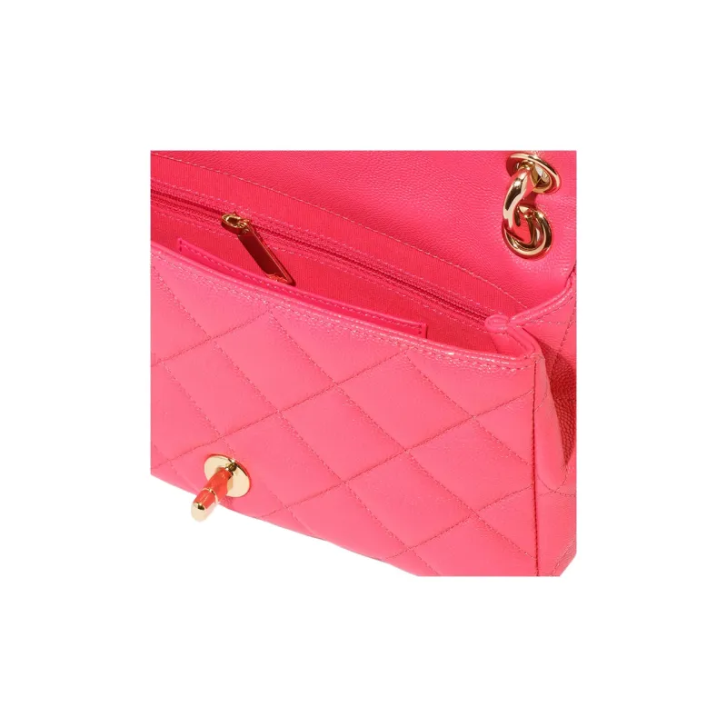 CHANEL Grain Caviar Cow Leather Crossbody Bag, Shoulder Bag Trumpets Women's Fuchsia-3