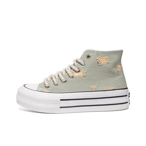 WARRIOR Canvas Shoes Women's High-Top Light Yellow