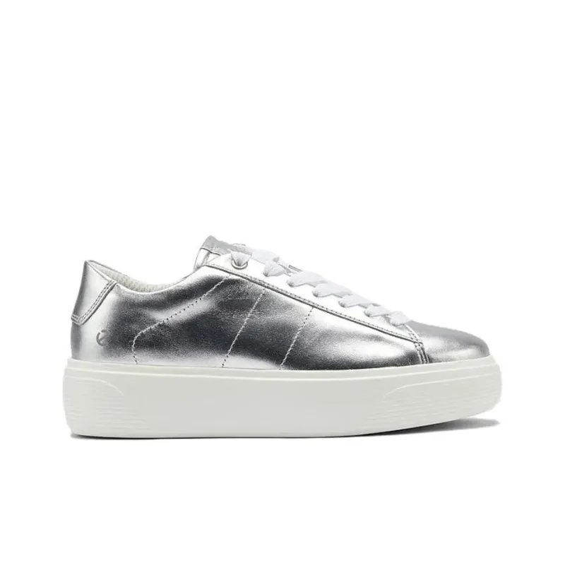 Ecco Low Top Skateboard Shoes Women's Silver-1