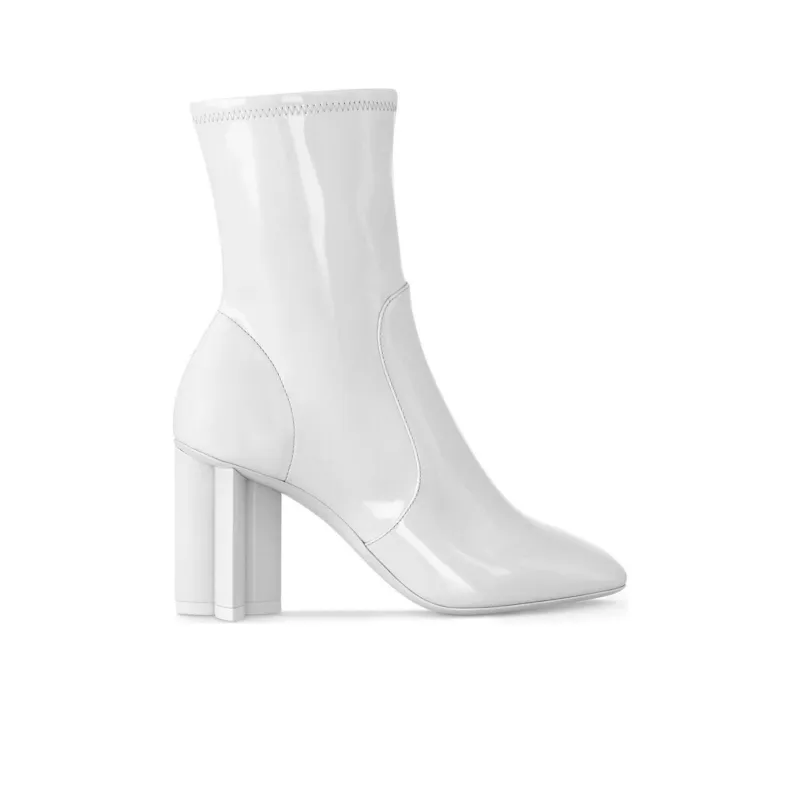 LOUIS VUITTON Silhouette Ankle Boots 8cm Women's White-1