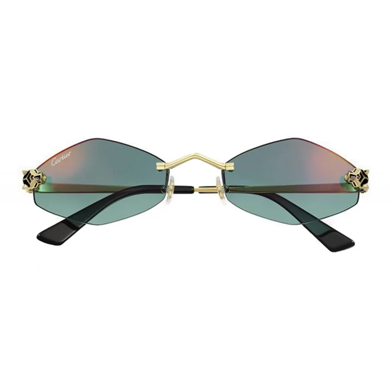 CARTIER Irregular Shape Sunglasses Unisex Gold-1